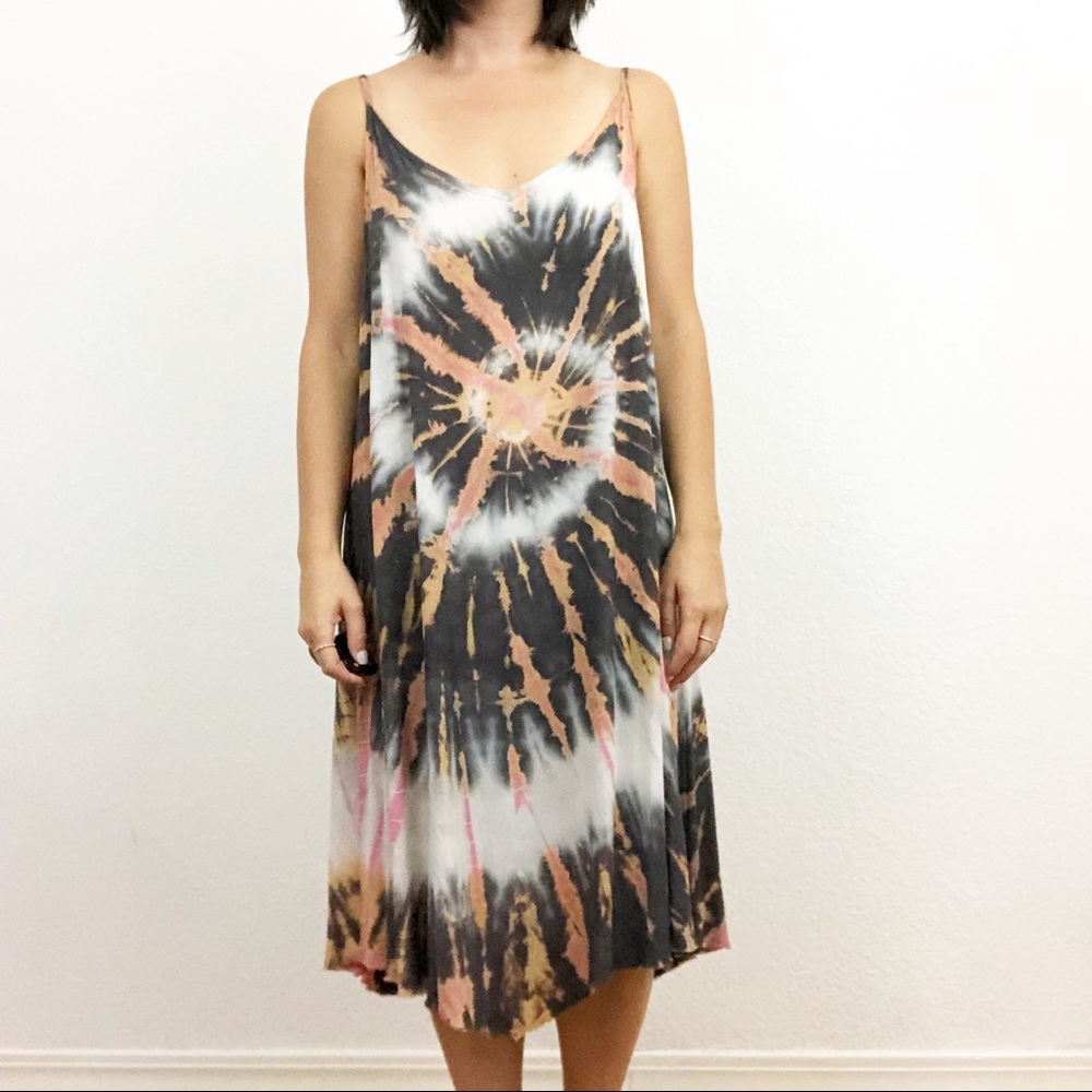 Peyton Jensen Size L Tie-dye Midi Sleeveless Dress Coverup Lightweight V-neck